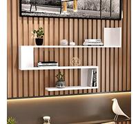 [en.casa] Estantería de Pared Kitee de 3 Niveles Estantes Flotantes Moderna Librería para Salón Oficina Pasillo Decoración Dormitorio Aglomerado 120 x 15 x 72 cm - Blanco