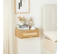 [en.casa] Estantería de Pared Ljuredsø con Cajón Mesilla de Noche Estante Mural para Dormitorio Salón Cocina Entrada 40 x 30 x 16,5 cm - Efecto Roble
