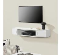 [en.casa] Estantería de Pared para TV con 2 Compartimentos Cerrados 1 Estante Central 1 Amplio Estante Superior 2 Salidas de Cables Aglomerado 18 x 110 x 30 cm - Blanco