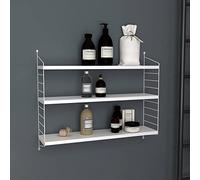 [en.casa] Estantería de Pared Strängnäs Estante Mural Baldas de 3 Niveles Mueble de Salón Despacho Acero Duradero 50 x 60 x 15 cm - Blanco