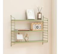 [en.casa] Estantería de Pared Strängnäs Estante Mural Baldas de 3 Niveles Mueble de Salón Despacho Acero Duradero 50 x 60 x 15 cm - Verde Oliva