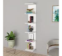 [en.casa] Estantería de Pared Surahammar de 6 Niveles Estantes Murales Estantería Flotante para Dormitorio Sala Oficina 180 x 35 x 32 cm - Blanco