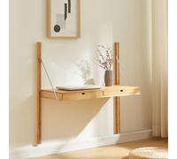 [en.casa] Estantería de Pared Tingvoll con 2 Cajones Regulables en Altura Estantería Mural para Salón Oficina Entrada Baño Bambú 85 x 85 x 36 cm - Natural