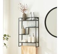 Estantería de pared uurainen 4 estantes y toallero acero 60x40x13cm - negro [en.casa]