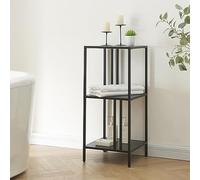 [en.casa] Estantería de Pie con 3 Estantes para Salón Oficina Dormitorio Diseño Industrial Librería Estable Sostenible Resistente Acero 80 x 35 x 35 cm - Negro