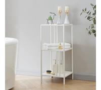 [en.casa] Estantería de Pie con 3 Estantes para Salón Oficina Dormitorio Diseño Industrial Librería Estable Sostenible Resistente Acero 80 x 35 x 35 cm - Blanco