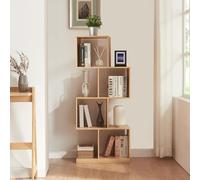 Librería gullspång en forma de s bambú 130x55x30cm - natural [en.casa]