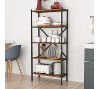 Estantería de pie tomelilla 5 niveles metal/aglomerado 160 x 66 x 34 cm nogal/antracita [en.casa]