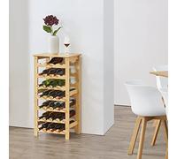 [en.casa] Estantería de Vino de Material Ecológico Botellero 7 Niveles para 28 Botellas para Coleccionistas Bambú 94 x 47 x 29 Natural