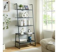 [en.casa] Estantería Escalera Storfjord de 5 Niveles Librería con 5 Estantes para Salón Cocina Baño Ofivina En Forma de Escalón Aglomerado/Metal 184x80x40 cm - Negro