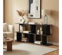 [en.casa] Estantería Gäljami Librería Escalonada con 4 Compartimentos Abiertos Separador de Ambientes Mueble TV para Despacho Oficina Sala de Estar 160 x 35 x 74 cm - Negro
