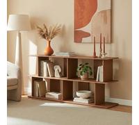 [en.casa] Estantería Gäljami Librería Escalonada con 4 Compartimentos Abiertos Separador de Ambientes Mueble TV para Despacho Oficina Sala de Estar 160 x 35 x 74 cm - Efecto Nogal