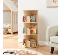 [en.casa] Estantería Giratoria Chasek de 3 Niveles de 12 Compartimentos Abiertos Librería Mueble e Salón Estilo Moderno Estantería de Pie Multiusos Versátil Pino 95x44 cm - Natural