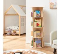 [en.casa] Estantería Giratoria Chasek de 4 Niveles de 16 Compartimentos Abiertos Librería Mueble e Salón Estilo Moderno Estantería de Pie Multiusos Versátil Pino 125x44 cm - Natural