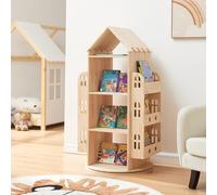 Estantería giratoria infantil sanköre en forma de casa 122x64x43 cm - natural [en.casa]