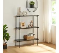 [en.casa] Estantería Independiente de 3 Niveles Librería con 3 Estantes Biblioteca Estantería Abierta para Oficina Hogar Aglomerado Estuctura de Acero 100 x 80 x 34 cm - Negro