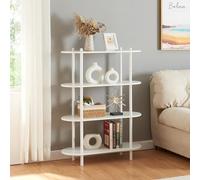 [en.casa] Estantería Independiente Øvre de 4 Niveles Librería con 4 Estantes Mesa Consola para Salón Entrada Oficina Metal/Aglomerado 108x80x30cm - Blanco