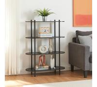 [en.casa] Estantería Independiente Øvre de 4 Niveles Librería con 4 Estantes Mesa Consola para Salón Entrada Oficina Metal/Aglomerado 108x80x30cm - Negro