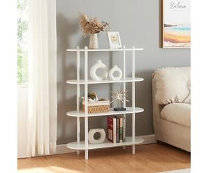 [en.casa] Estantería Independiente Øvre de 4 Niveles Librería con 4 Estantes Mesa Consola para Salón Entrada Oficina Metal/Aglomerado 108x80x30cm - Blanco