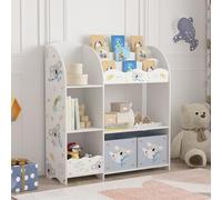 [en.casa] Estantería Infantil Lysekil Librería con Motivos Infantiles con 2 Cajas Plegables y Compartimentos Dormitorio para Niños Habitación Infantil 100 x 93 x 30 cm - Motivo de Koala