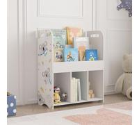 [en.casa] Estantería Infantil Røyrvik con 6 Compartimentos Abiertos Organizador Juguetes Estantería de Pie para Niños Dormitorio Guardería Aglomerado 75x80x40cm - Blanco con Motivo de Koala