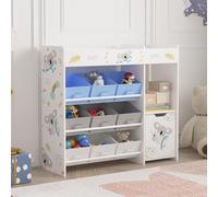 [en.casa] Estantería Infantil Søndreland Librería con Motivos Infantiles con Cajas Plegables y Compartimentos Dormitorio para Niños Habitación Infantil 80 x 90 x 30 cm Aglomerado - Motivo de Koala