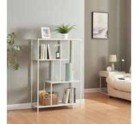 [en.casa] Estantería Multifuncional de 4 Niveles Estantería Independiente para Oficna Sala Mueble Versátil con 4 Compartimentos Acceso Fácil Acero 115x75x35 cm - Blanco Mate