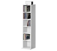 [en.casa] Estantería para CDs Tynset Soporte para DVDs Recuerdos Librería con 6 Compartimientos Estantes Ajustables en Altura Aglomerado 90 x 20 x 20 cm - Blanco