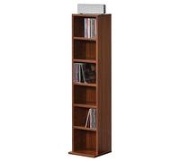 [en.casa] Estantería para CDs Tynset Soporte para DVDs Recuerdos Librería con 6 Compartimientos Estantes Ajustables en Altura Aglomerado 90 x 20 x 20 cm - Efecto Nogal