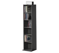 [en.casa] Estantería para CDs Tynset Soporte para DVDs Recuerdos Librería con 6 Compartimientos Estantes Ajustables en Altura Aglomerado 90 x 20 x 20 cm - Gris Oscuro
