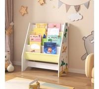 Estantería para niños fisterra 4 niveles dinosaurio aglomerado/poliéster 74 x 62 x 29 cm multicolor [en.casa]
