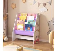 [en.casa] Estantería para Niños Organizador de Libros Motivo de Unicornio Librería de 4 Niveles Aglomerado/Poliéster 74 x 62 x 29 cm Multicolor