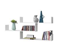 [en.casa] Estantería para Pared Grimstad 119 x 18 x 55 cm con 3 Estantes Estante Flotante Decoración de Salón o Dormitorio hasta 14 kg Blanco