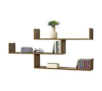[en.casa] Estantería para Pared Grimstad 119 x 18 x 55 cm con 3 Estantes Estante Flotante Decoración de Salón o Dormitorio hasta 14 kg Tono de Madera Oscura