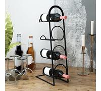 [en.casa] Estantería para Vinos para 4 Botellas Botellero de 4 Niveles Tamaño Compacto Posición Horizontal Metal 44 x 12 x 21 cm Negro