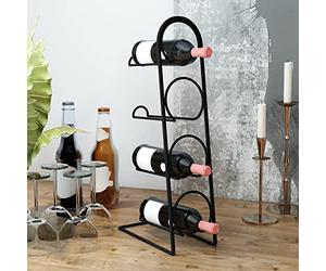 [en.casa] Estantería para Vinos para 4 Botellas Botellero de 4 Niveles Tamaño Compacto Posición Horizontal Metal 44 x 12 x 21 cm Negro