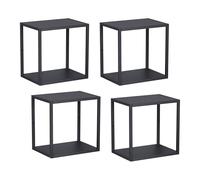 [en.casa] Estanteria Pared Nostened Juego de 4 Estantes Cubo Conjunto de Baldas Flotantes Pared para Sala Baño Cocina Dormitorio Acero 28 x 28 x 20 cm c/u - Negro