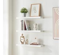 Set de 3 baldas flotantes stranda mdf/metal 60x20x3,5cm - blanco [en.casa]