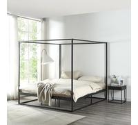 [en.casa] Estructura de Cama con Dosel Kristianstad Marco Alto con 4 Esquinas para Cortinas Mosquitera Luces Somier Techo Ambiente Acogedor máx. 200 kg Metal 180 x 200 cm - Negro
