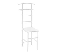 [en.casa] Galán de Noche Anaheim para Soporte para Trajes con Silla 107 x 44,5 x 45 cm Perchero con Asiento Barra para Colgar Silla Colgador Dormitorio Metal - Blanco