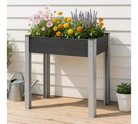 [en.casa] Huerto Urbano Beverwijk Mesa de Cultivo Rectangular Jardinera Soporte para Plantas Exterior Base de Rejilla Aluminio WPC 75 x 40 x 75 cm Gris Oscuro