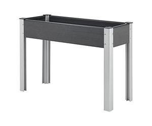 [en.casa] Huerto Urbano Beverwijk Mesa de Cultivo Rectangular Jardinera Soporte para Plantas Exterior Base de Rejilla Aluminio WPC 100 x 40 x 75 cm Gris Oscuro