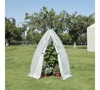 [en.casa] Invernadero de Lámina Exterior Carpa para Cultivos Abertura Fácil Ventilación Óptima Acero Cubierta de PE 183 x Ø 160 cm - Blanco