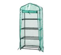 [en.casa] Invernadero de Lámina Exterior Caseta para Cultivos con 4 Estantes Puerta Abertura Fácil Ventilación Óptima Sistema de Encaje Acero Cubierta de PE 158x69x49 cm - Verde