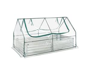 [en.casa] Invernadero Exterior 3 en 1 Balsorano Bancal con Invernadero Pequeño Arriate de Jardín Huerto Urbano Acero 186 x 96 x 98 cm - Transparente