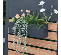 [en.casa] Jardinera Colgante con Orificios de Drenaje Macetero Exterior o Interior con 2 Ganchos para Flores Hierbas de Cocina Acero Galvanizado 50x12x15 cm - Antracita