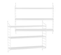 [en.casa] Juego de 2 Estantería de Pared Strängnäs Estante Mural Baldas de 3 Niveles Mueble de Salón Despacho Acero Duradero 50 x 60 x 15 cm - Blanco