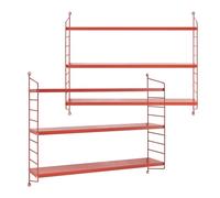 [en.casa] Juego de 2 Estantería de Pared Strängnäs Estante Mural Baldas de 3 Niveles Mueble de Salón Despacho Acero Duradero 50 x 60 x 15 cm - Rojo