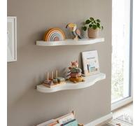 [en.casa] Juego de 2 Estantes Flotantes Infantil Sirlstalo Librería Dormitorio Baldas de Pared con Borde Ondulado para Niños Habitación Infantil 57 x 19 x 2,5 cm Blanco