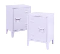 [en.casa] Juego de 2 Mesas de Noche Inari con Cerradura Magnética y Tirador Derecho e Izquierdo Set de 2 Mesas Auxiliares con Estante para Salón Oficina Ventilación Óptima 57x40x30 cm Acero - Violeta